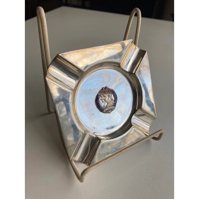 Metal 1937 Coronation of George VI & Queen Elizabeth Silver & Enamel Ashtray For Sale - Image 7 of 7