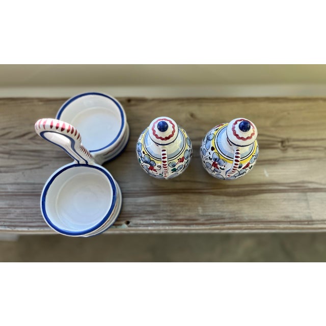 Vintage Italian Hand-Painted Oil & Vinegar Cruet Set For Sale - Image 11 of 12