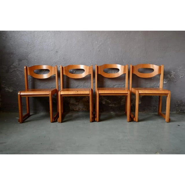 Vintage Scandinavian Chairs in Stackable Wood, Set of 8 For Sale - Image 13 of 13