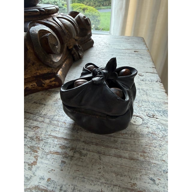 Metal Antique Bronze Gathered Box W"nuts For Sale - Image 7 of 11