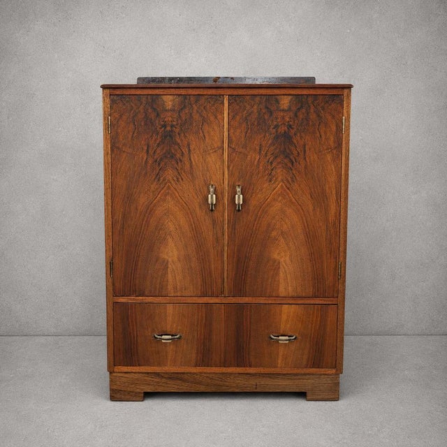 Art Deco Figured Walnut and Oak Cabinet, 1930s For Sale - Image 11 of 11