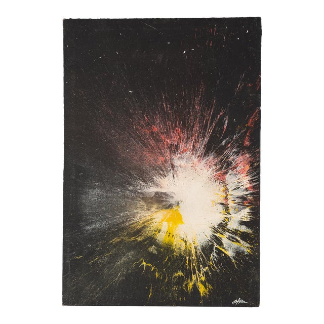 1970s Paul Olsen “Explosion #20” San Francisco Counterculture Process Painting 19.5” For Sale