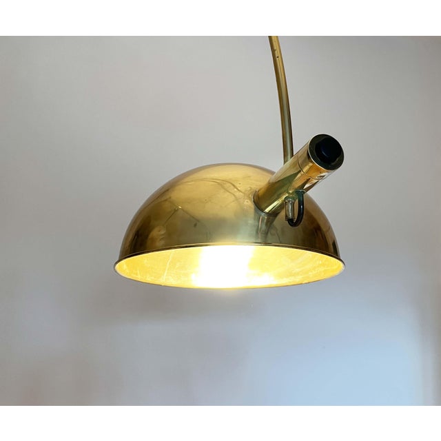 Black Vintage Postmodern German Brass Boca Arc Floor Lamp with Clamping Rod attributed to Florian Schulz, 1970s For Sale - Image 8 of 18