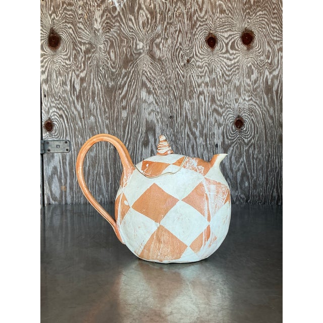 Ceramic Vintage Postmodern Studio Pottery Teapot For Sale - Image 7 of 12