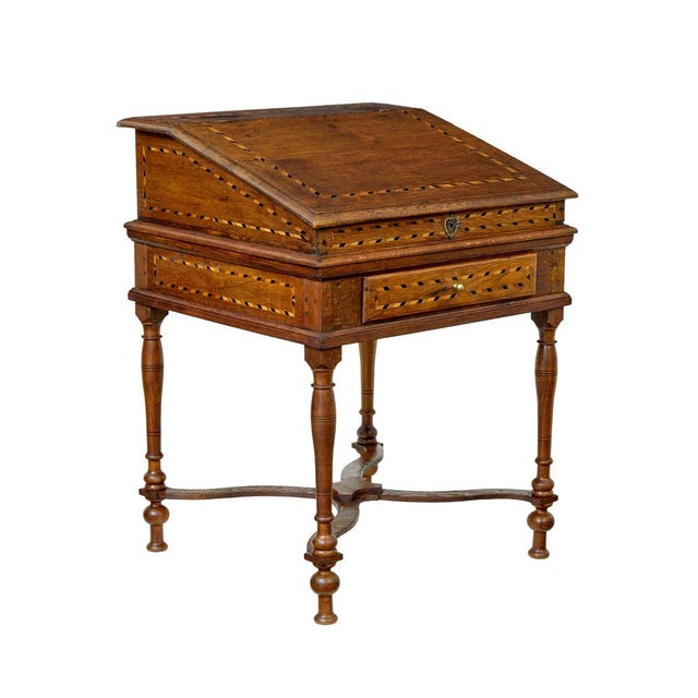 19th Century Dutch Inlaid Oak Writing Slope, 1800 For Sale - Image 11 of 11
