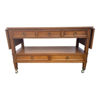 Mid 20th Century Baker Milling Road Teak Rolling Bar Cart Serving Table/Buffet.. For Sale