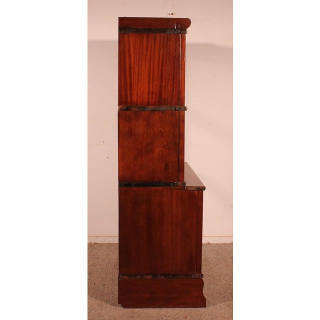 Wood Mahogany Bookcase with 3 Large Elements and Projection from Globe Wernicke, 1890s For Sale - Image 7 of 11