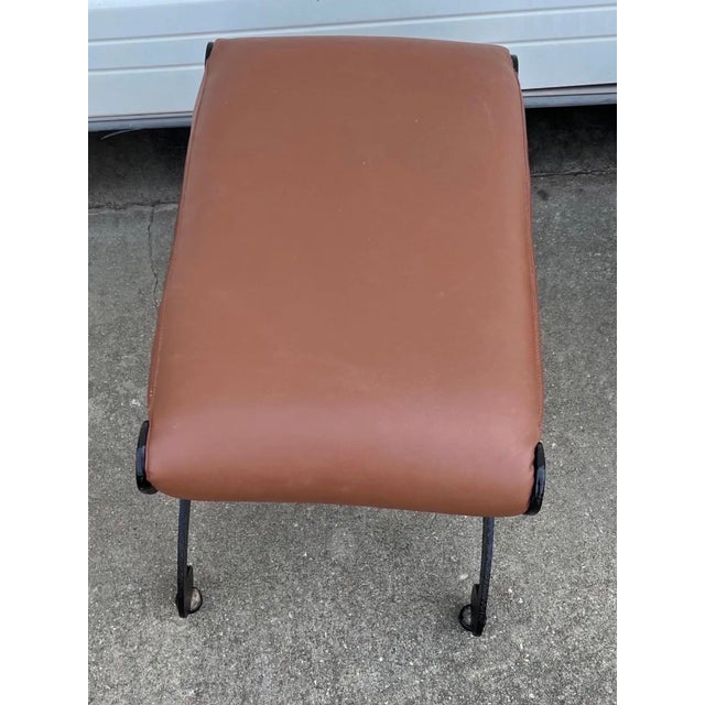 Pair of Vintage Designer Leather Stools For Sale - Image 4 of 6