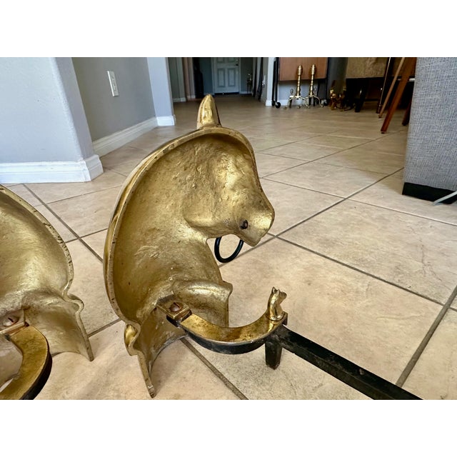 Pair of Brass and Iron Horse Equestrian Andirons For Sale - Image 15 of 18