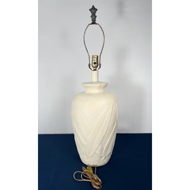Off-white Vintage Postmodern Palm Regency Plaster-Style Statement Lamp For Sale - Image 8 of 11