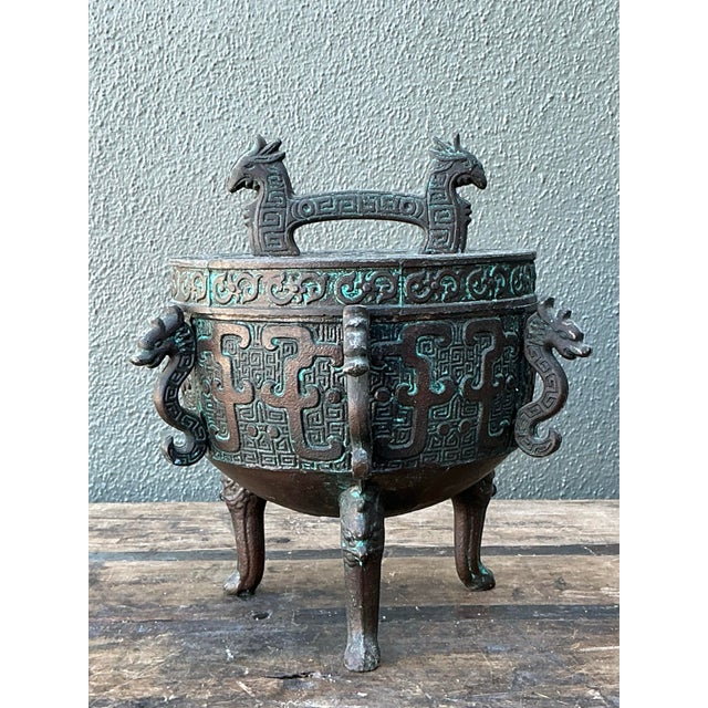 Verdigris Vintage MCM Ice Bucket After James Mont For Sale - Image 8 of 12