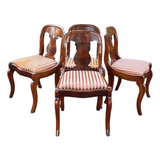 Antique Flame Mahogany Empire Dining Chairs - Set of 4 For Sale