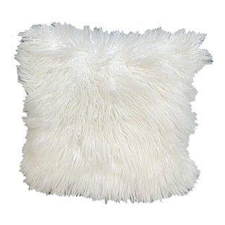 1990s White Flokati Fur Down-Filled Pillow For Sale