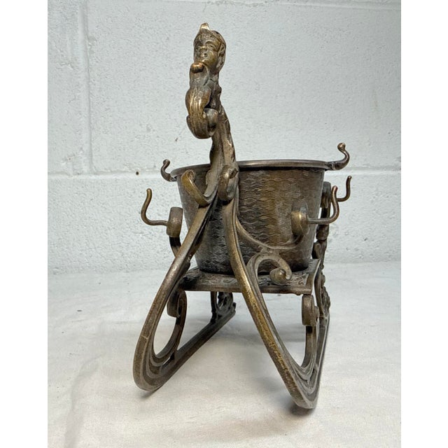 Antique 19th Century Bronze Victorian Sleigh Ring Holder Jewelry Jar Dish For Sale - Image 11 of 14