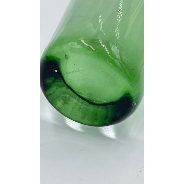 Glass Villeroy & Boch Green Optic Ribbed Tapered Fluted Glass Bud Vase For Sale - Image 7 of 8