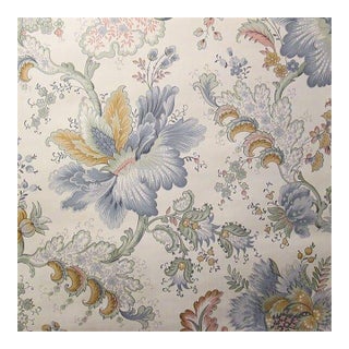 1970s Vintage Blue Floral Paisley Motif Wallpaper For Sale