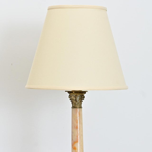 French 19th Century French Onyx & Brass Corinthian Column Table Lamp For Sale - Image 3 of 11