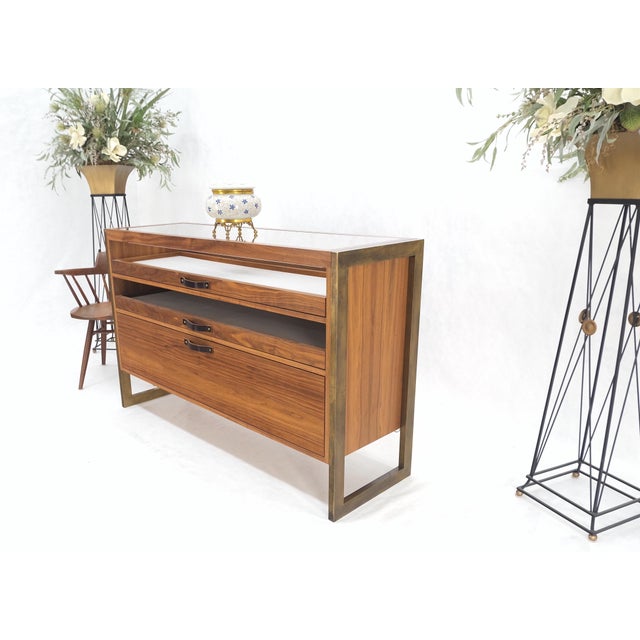 Unusual Mid-Century Modern Solid Walnut Console Sofa Table with Drawers For Sale - Image 9 of 12