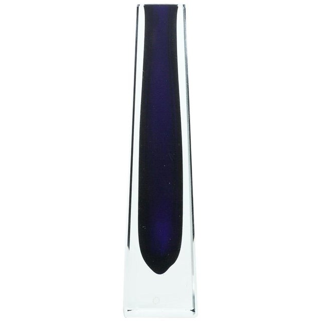 1960s Vintage Glass Vase in Blue Violet with Pyramid Shape, Germany, 1960s For Sale - Image 5 of 5