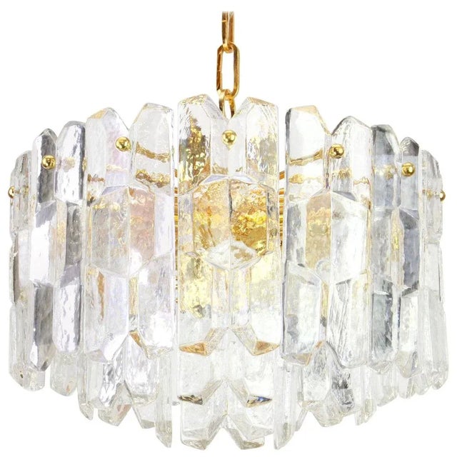 Austrian Gilt Brass Crystal Glass Light Fixture by Palazzo for Kalmar, 1970 For Sale - Image 8 of 8