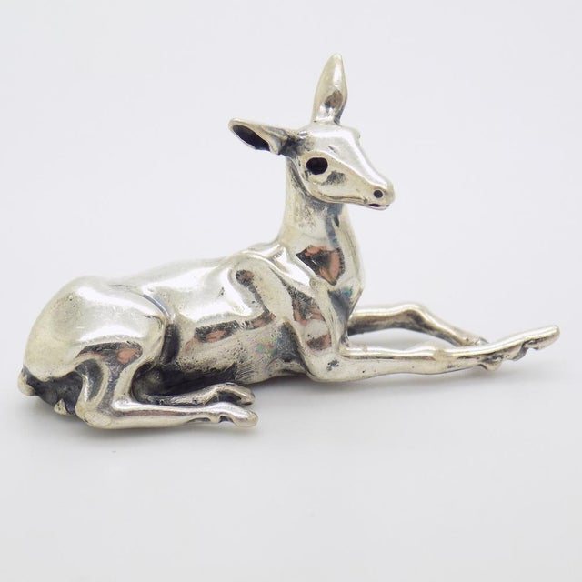 Vintage Italian Handmade Sterling Silver Sitting Deer Figurine, 1980s For Sale - Image 13 of 13