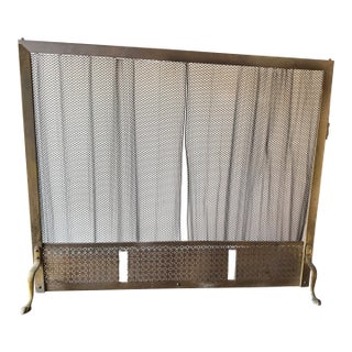 Mid-20th Century Brass French Provencial Style Mesh Fireplace Screen For Sale