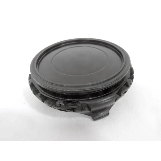 Chinoiserie Vintage Chinese Hand Carved Dark Brown Rosewood Tiered Display Stand 3.5" For Sale - Image 3 of 5