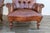 Wood Pair of Vintage 1980s Distressed Brown Leather Tufted Library Armchairs For Sale - Image 7 of 18