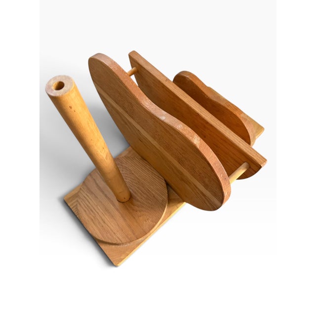 1990s Vintage Sculptural Wood Paper Towel Holder, Organic Modern, Mid-Century Style For Sale - Image 5 of 8