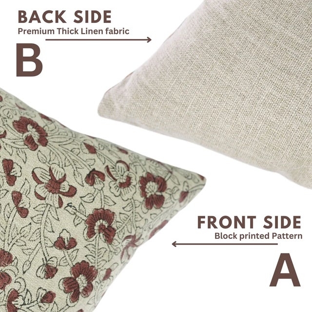 Fabdivine Artistic Cushion Cover 18x18 Inch Floral Prints on Soft Linen- Saundrya For Sale - Image 4 of 5