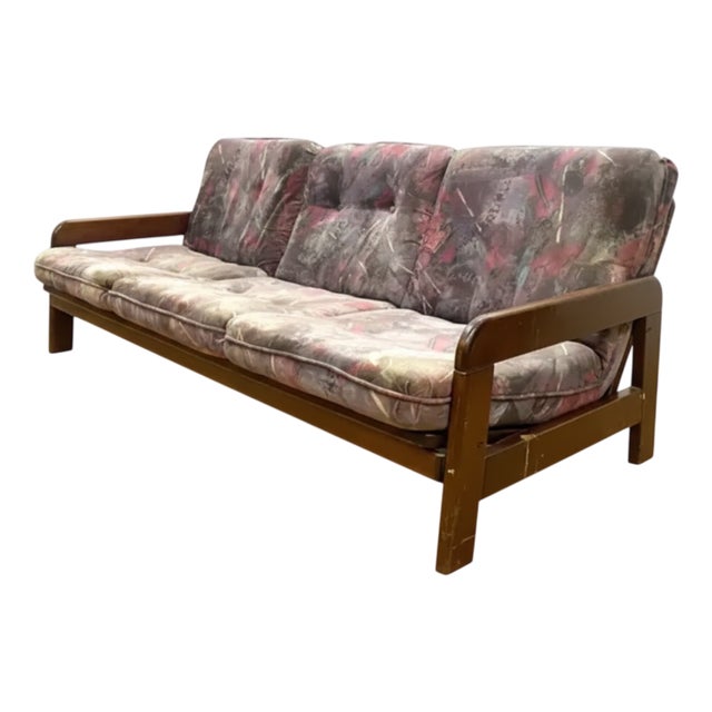 Vintage Sofa in Wooden Frame, 1970s For Sale