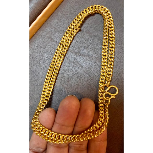 Vintage 24k Solid Yellow Gold Curb Link Chain, 79.1 Gm , 24" Long Made in Turkey For Sale - Image 4 of 8