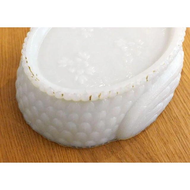 Cygne Butter Box in White Opalin Glass by Vallérysthal, 1890s For Sale - Image 3 of 11