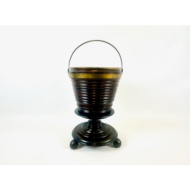 19th Century Regency Mahogany Ebonized Wooden Peat Bucket with Brass Lining For Sale - Image 17 of 17