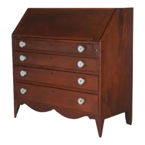 Antique Mahogany Hepplewhite Drop Front Desk with Graduated Drawers