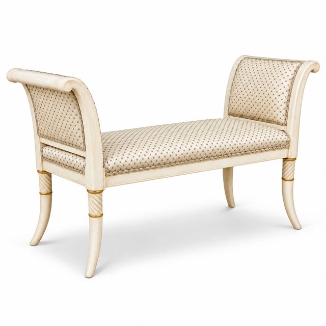 Wood 1970s Italian Neo-Classical Style Painted Bench / Ottoman For Sale - Image 7 of 8
