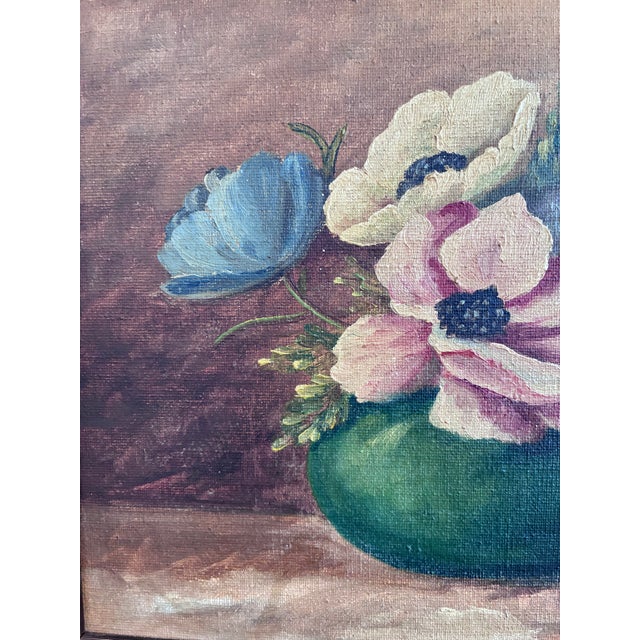 Vintage Original Floral Oil Painting, Signed Flower Art For Sale - Image 10 of 14
