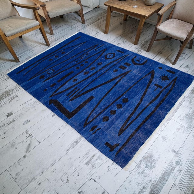 This masterfully crafted silk-on-silk kilim represents a high-concept dialogue between modern abstract expressionism and...