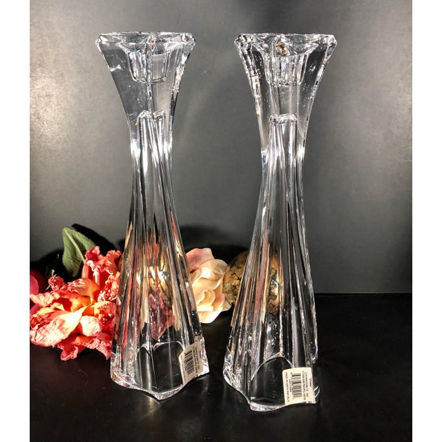 Set of 2 Mikasa Crystal Candle Holders Traditional Taper Vase 12" Tall