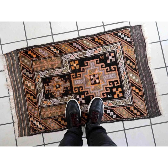 1900s Handmade Antique Collectible Afghan Baluch Prayer Rug 2.1' X 3.4' For Sale - Image 9 of 10