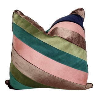 Contemrpoary Hand-Pieced Velvet and Down Throw Pillow For Sale