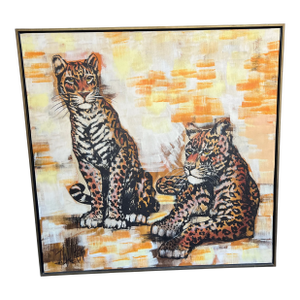 Vintage Mid Century Modern Leopard Painting