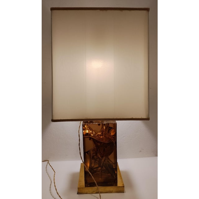 Large Table Lamp in Fractal Resin and Brass, Italy, 1970s For Sale - Image 18 of 18