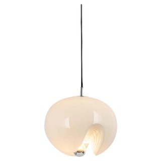 German 1 of 3 Large Opal Glass Pendant Light by Peill & Putzler, 1970s For Sale