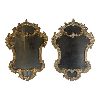 Pair of Italian Rococo Revival Giltwood Mirrors, Circa 1850–1870 For Sale