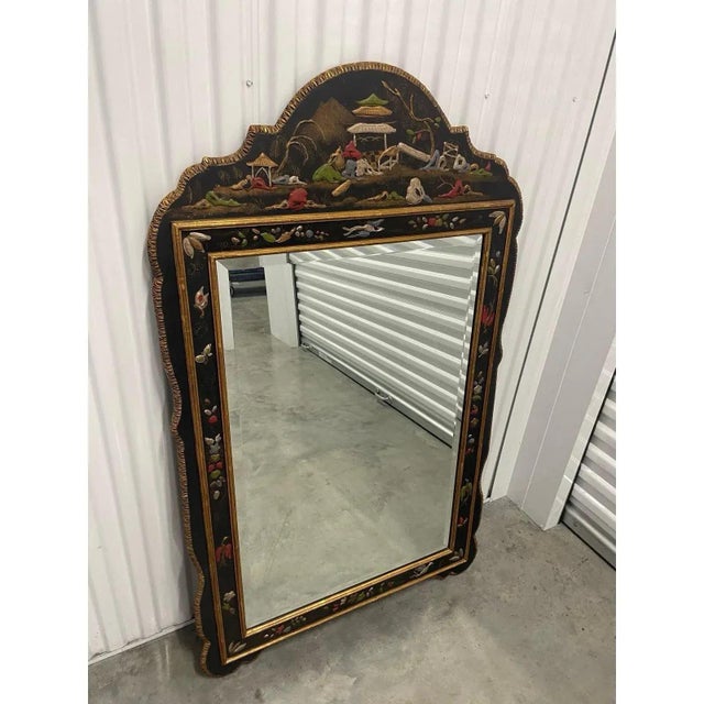 Chinoiserie Chinoiserie Hand Painted Wall Mirror For Sale - Image 3 of 7