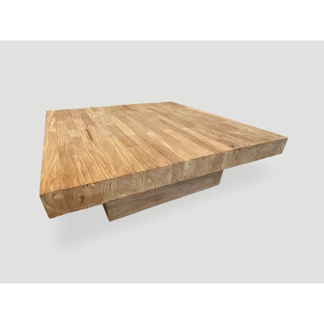 Andrianna Shamaris Impressive Square Natural Teak Wood Coffee Table For Sale - Image 16 of 18