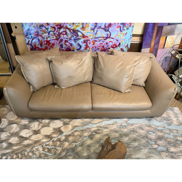 Mid-Century Modern Late 20th Century Roche Bobois Contemporary Premium Leather Sofa & Loveseat Set - 2 Pieces For Sale - Image 3 of 12