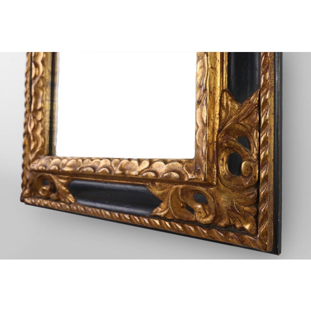 Wood Carved Baroque Black and Giltwood Mirror, 1850s For Sale - Image 7 of 11