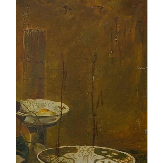 Realism Still Life With Food Antique Oil Painting Original Soviet Art Ukrainian Artist Unknown 100-80 For Sale - Image 3 of 6